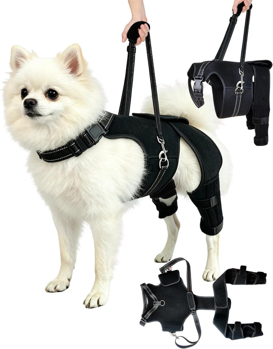 Dog Knee Brace and Lift Harness for Back Legs Rear Leg Support for Dogs with Detachable Lift Handle, Adjustable Dog Support Harness for Dogs Fits 6–18 Lbs