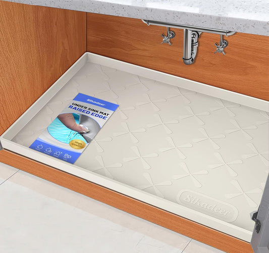 SIKADEER Waterproof under Sink Mat 37" X 22" Silicone Mat Cabinet Protector