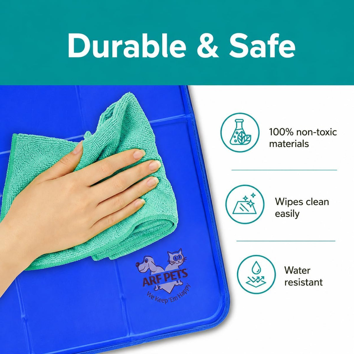 Arf Pets Dog Cooling Mat - Solid Gel Self-Cool Pad | Durable & Non-Toxic
