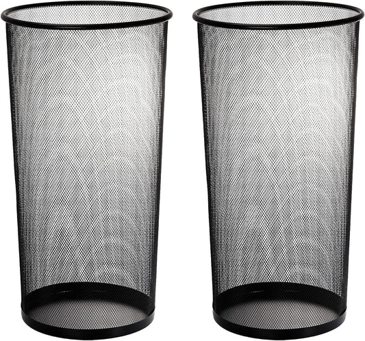 Youeon 2 Pack Large Umbrella Holder, 10.5X20 Inch Metal Mesh Umbrella Stand, Freestanding Bucket for Umbrellas, Canes, Walking Sticks, Wrapping Paper, Entryway, Home, Office, Hotel, Black