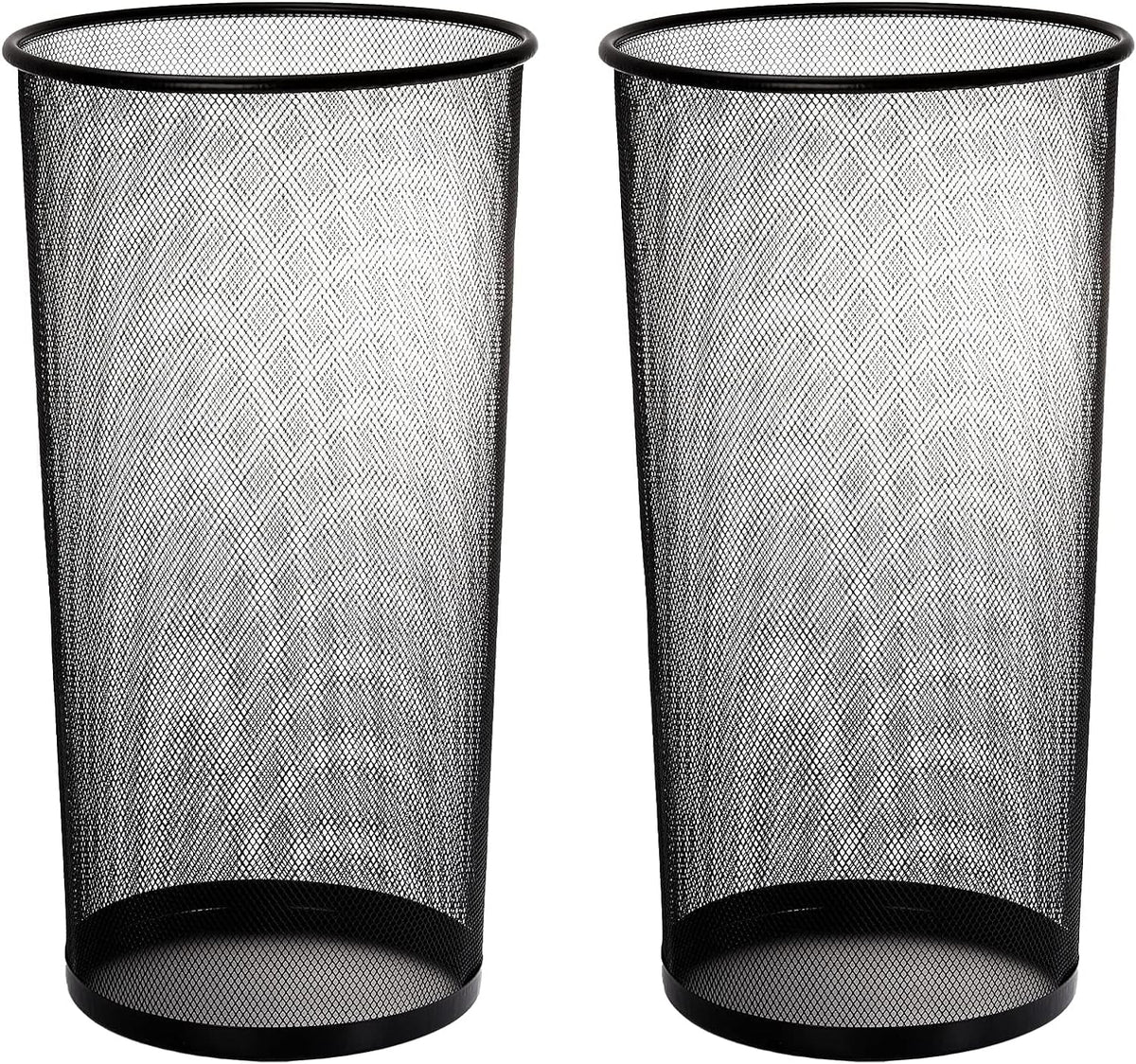 2 Pack Large Umbrella Holder, 10.5X20 Inch Metal Mesh Umbrella Stand, Freestanding Bucket for Umbrellas, Canes, Walking Sticks, Wrapping Paper, Entryway, Home, Office, Hotel, Black