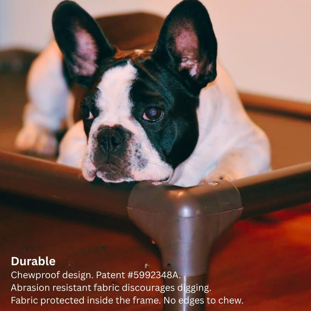 Kuranda Chewproof Elevated Dog Bed - Walnut PVC - 30" X 20" - Cordura Nylon - Smoke
