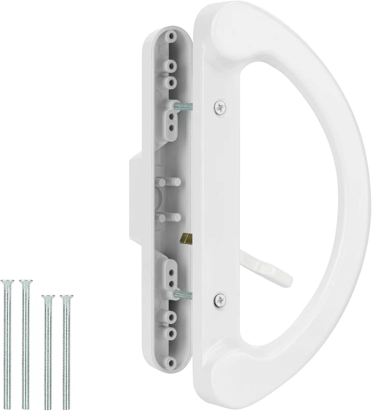 HILLMASTER Patio Sliding Glass Door Handle Replacement Set Mortise Style Reversible Design Non-Keyed Sliding Patio Door Handles, White Diecast Finish Fits 3-15/16” Screw Hole Spacing