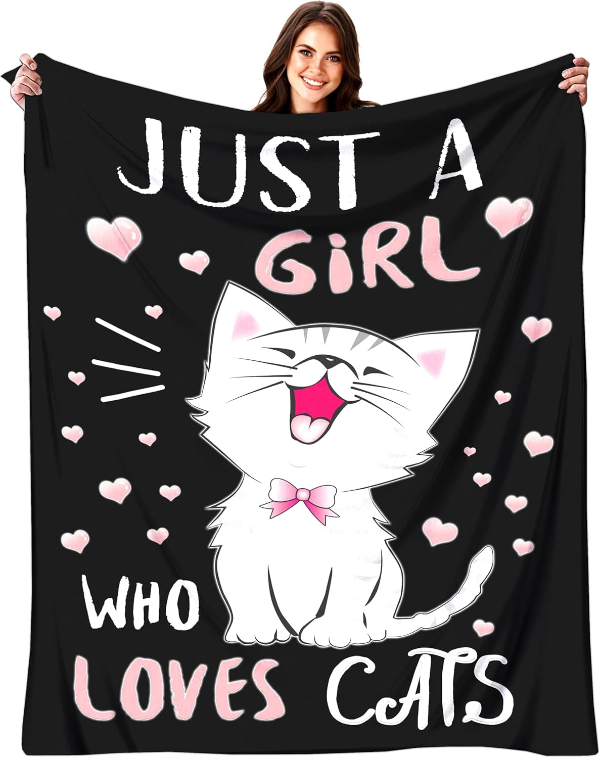 Cat Blanket Gifts for Women Cat Gifts for Cat Lovers Soft Flannel Kawaii Cat Throw Blanket 50"X40"