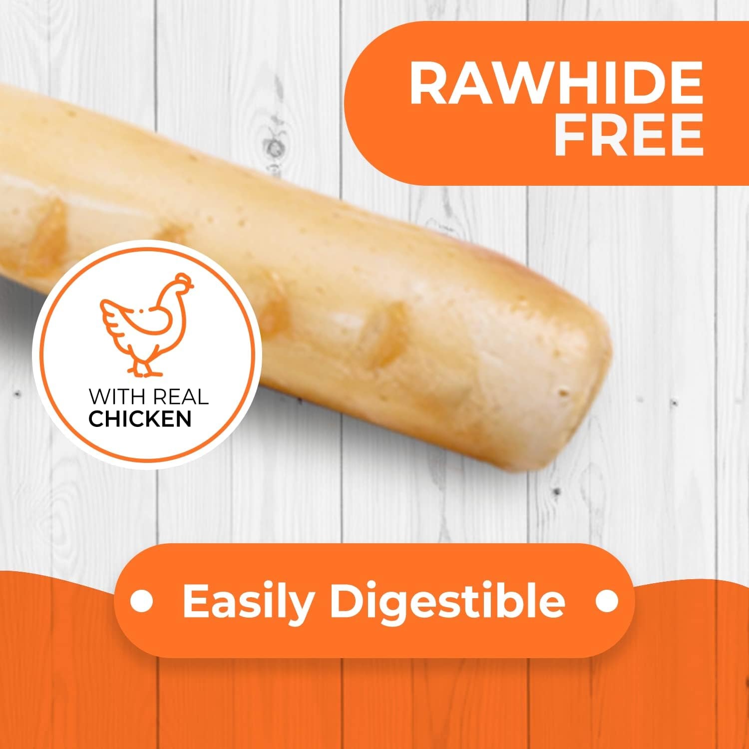 Canine Naturals Chicken Recipe Chew - Rawhide Free Dog Treats - Made from USA Raised Chicken - All-Natural and Easily Digestible - XL (2 Count) for Dogs 75Lb+