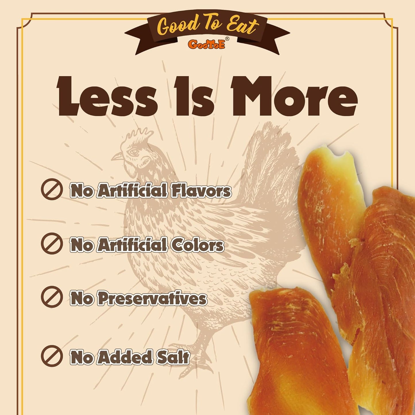 Gootoe Dog Treats, Chicken Jerky for Dogs - Dog Training Treats; High-Protein, Gluten-Free, Hypoallergenic, Grain-Free, Chicken Breast, 1 Lb