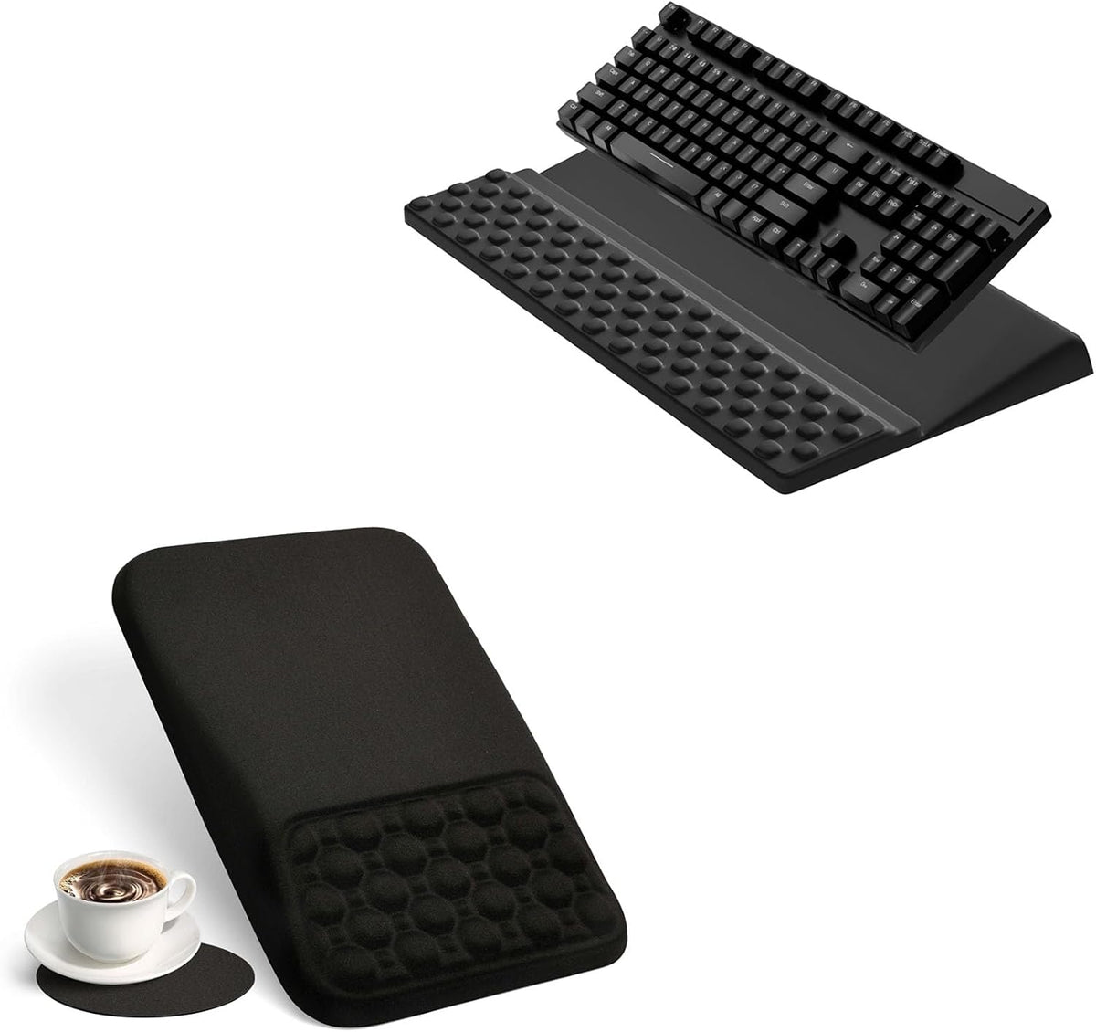 Ospelelf Keyboard Wrist Rest Pad with Ergonomic Mousepad Solid Black