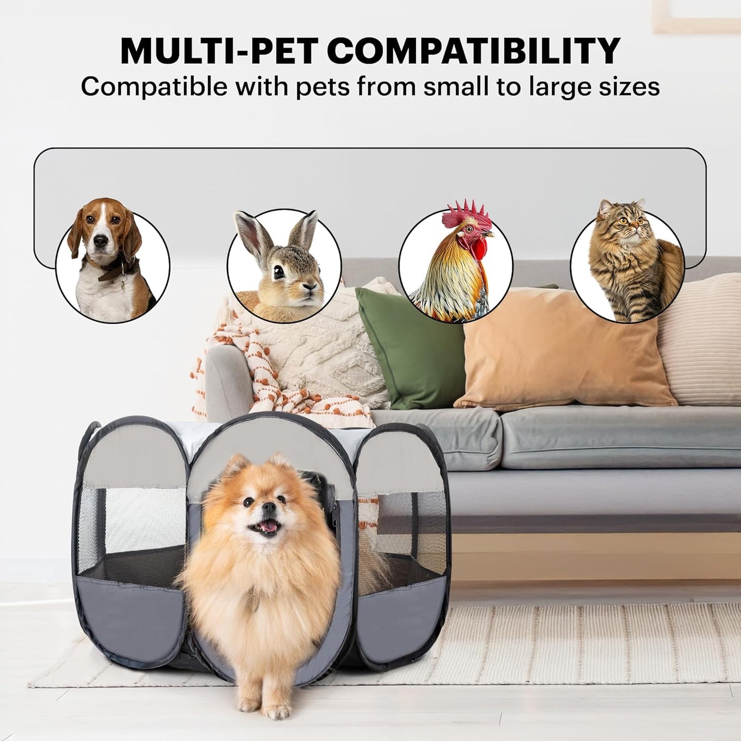LAFYETTE. - USA Based, Dog Cat Playpen, Puppy Kitten Pet Playpen Indoor Outdoor, Portable Pop up Dog Kennel Tent Crate Cage for Dog Cat Rabbits, Foldable Pet Enclosure, Removable Top Cover, 29" X 16"