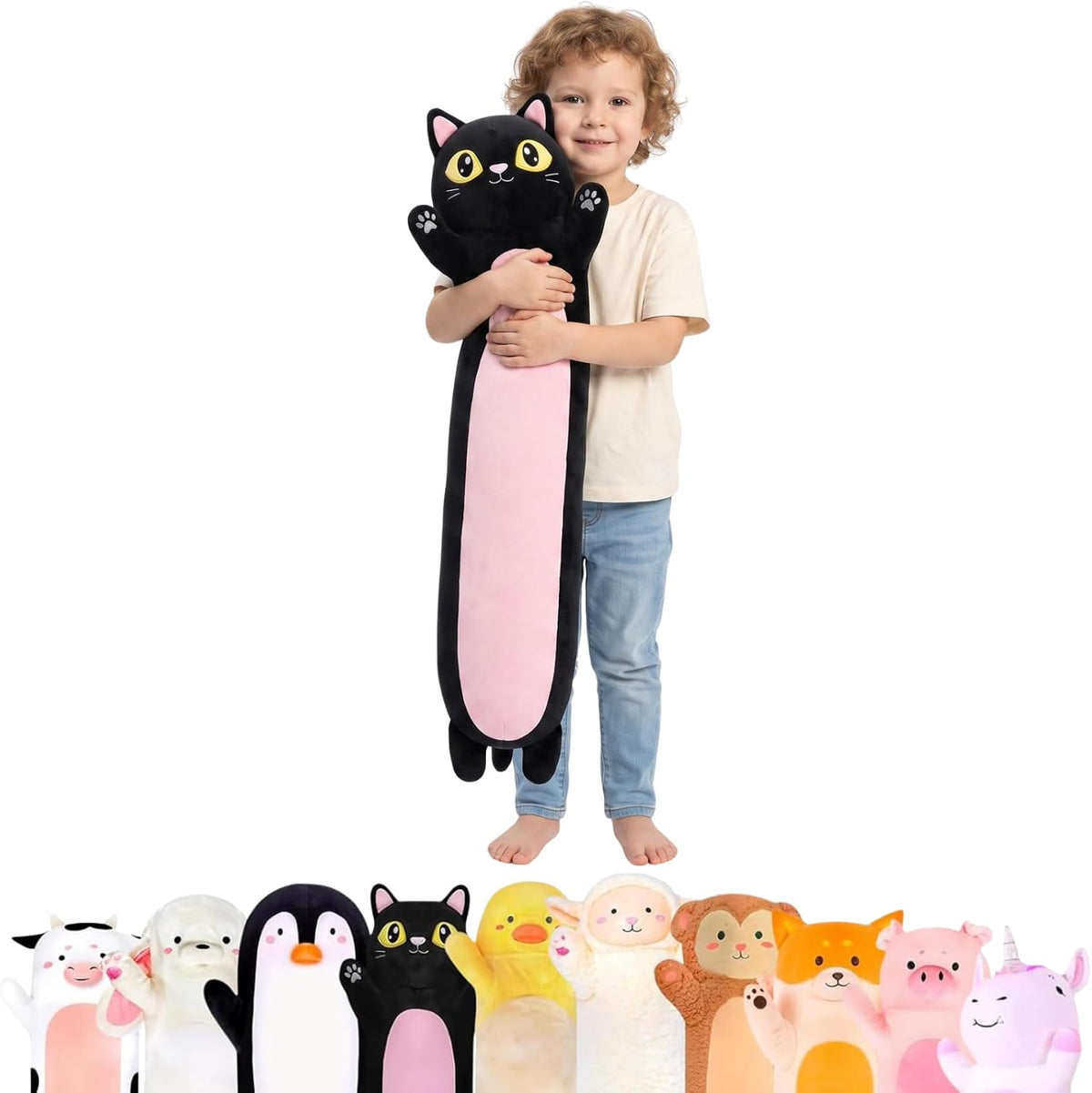 Cuddle Paws Black Cat Plush Body Pillow for Girls & Boys, Small, 23 Inches