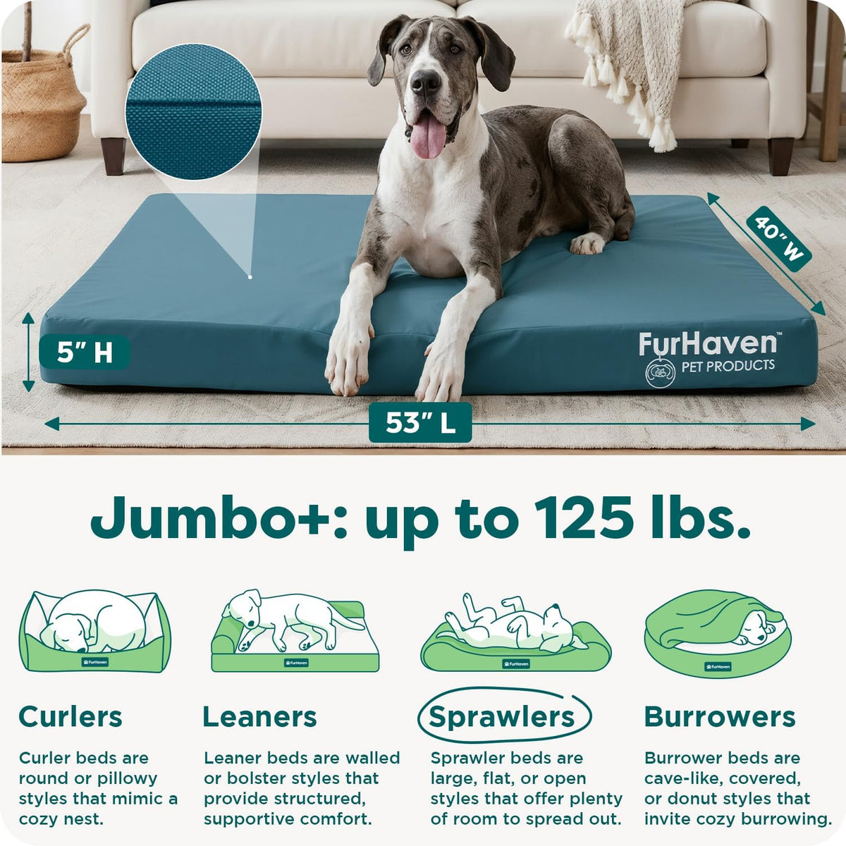 Furhaven Water-Resistant Cooling Gel Dog Bed for Large Dogs, Cool Gel-Top Foam with a Solid Orthopedic Foam Base for Comfort and Support, Washable Cover, Jumbo plus XXL, Polycanvas, Deep Lagoon