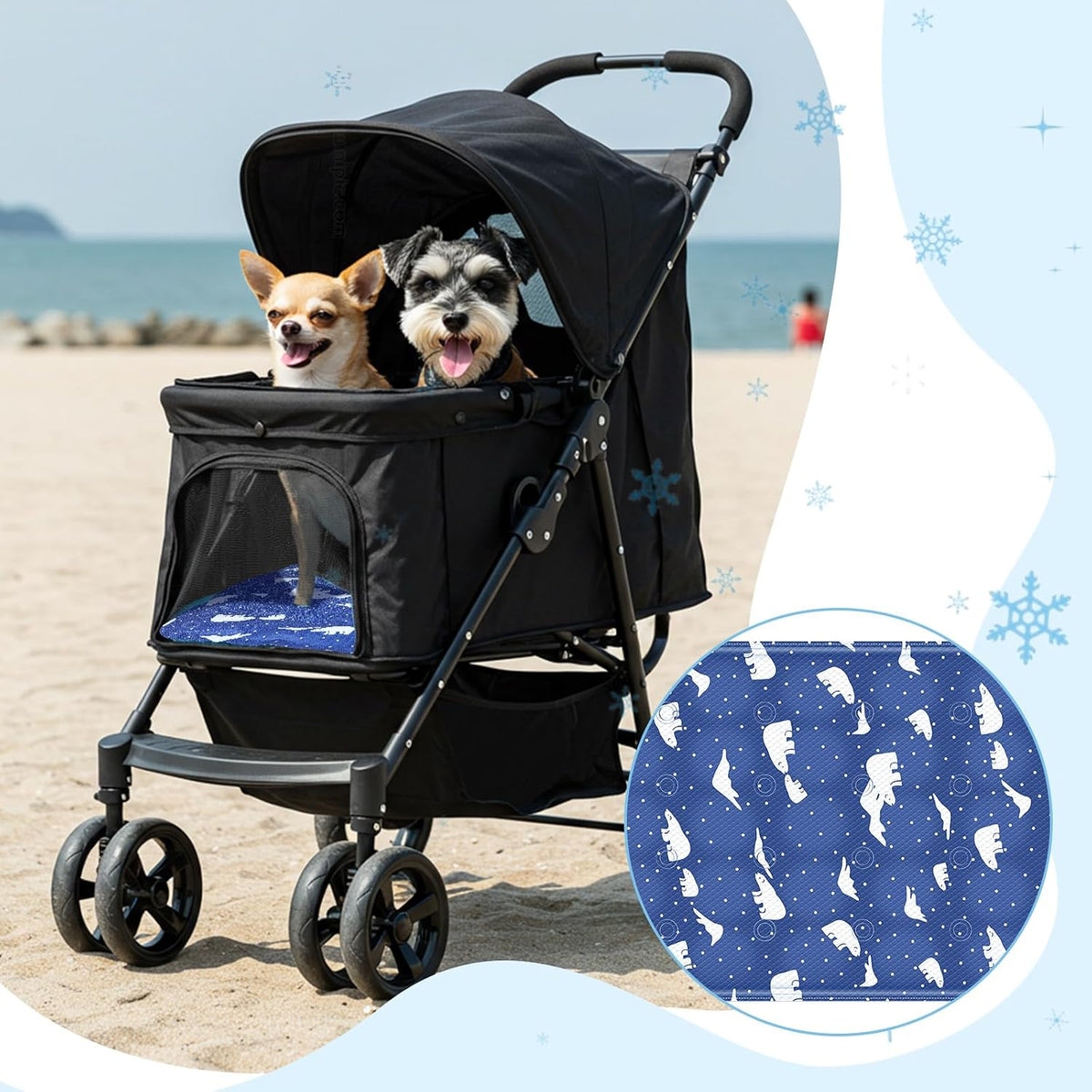 Nuanchu Pet Cooling Mat, Royal Blue Bear, 11.81 X 19.69 Inches, 1 Pcs