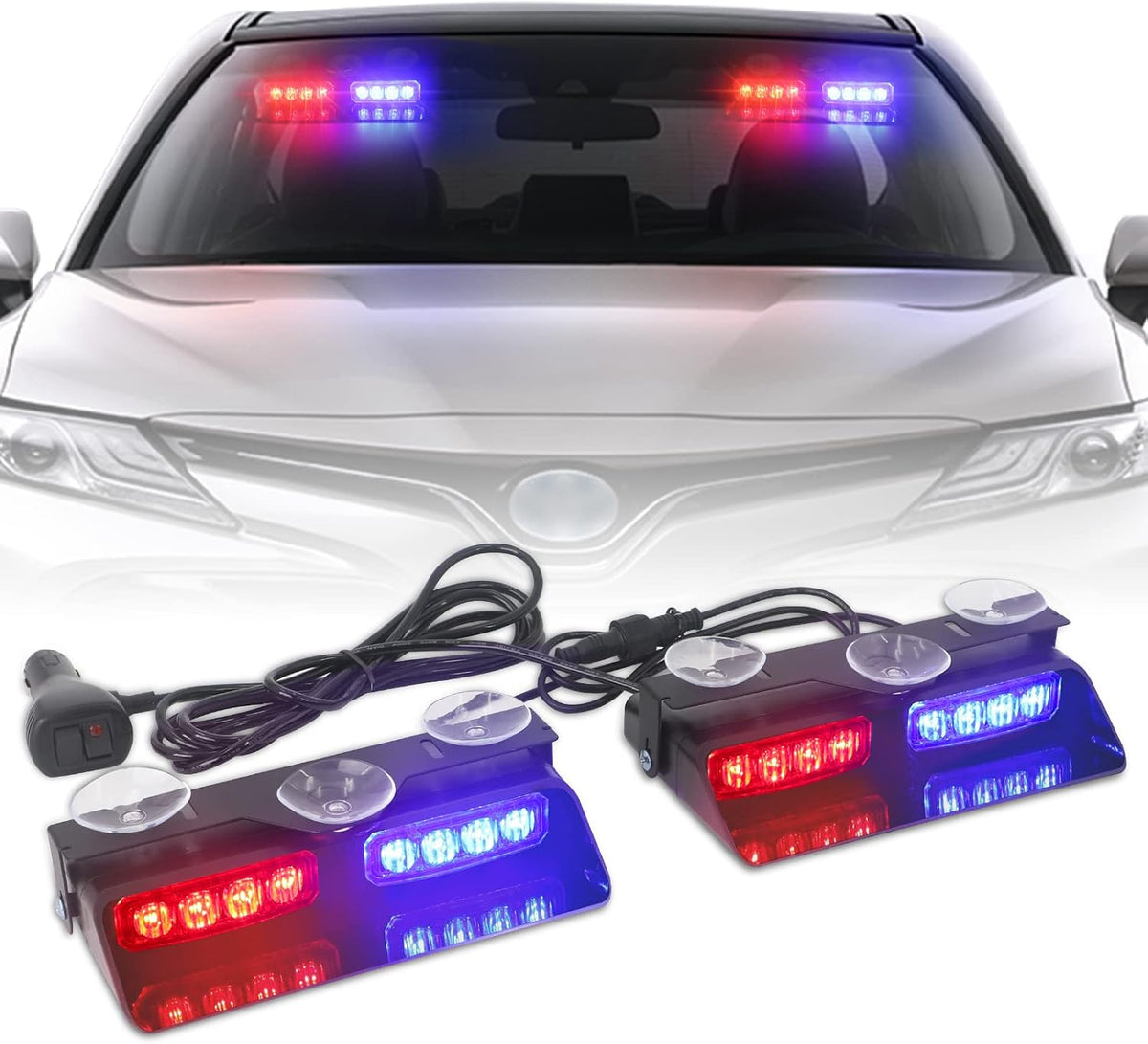 XRIDONSEN 2 In1 Dash Strobe Lights Interior Windshield Lights