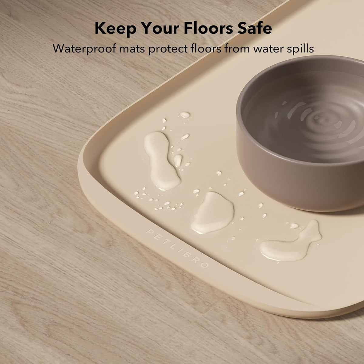 PETLIBRO Dog Food Mat, Safety Silicone Cat Food Mat for Feeder & Fountain, Waterproof Dog Bowl Mat, Raised Edge Spill Protection Floor, Cove Feeding Mat for AF005, AF103 Single Tray, 17.7"X12"