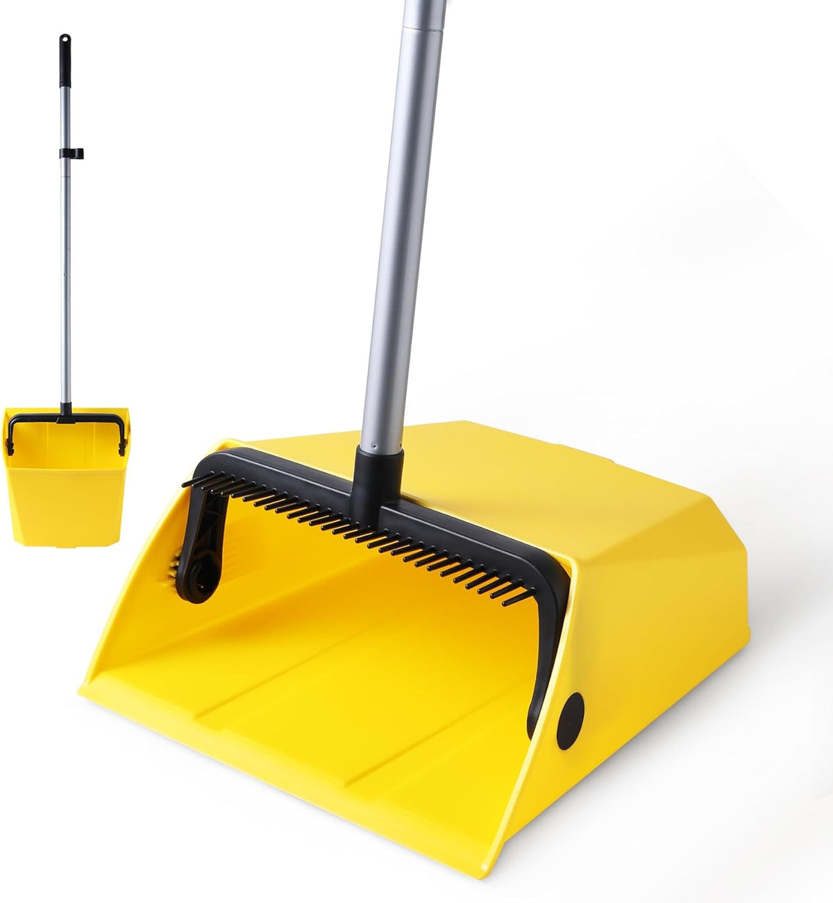 Yocada Large Commercial Dustpan with Comb, Upright Heavy Duty Dust Pan
