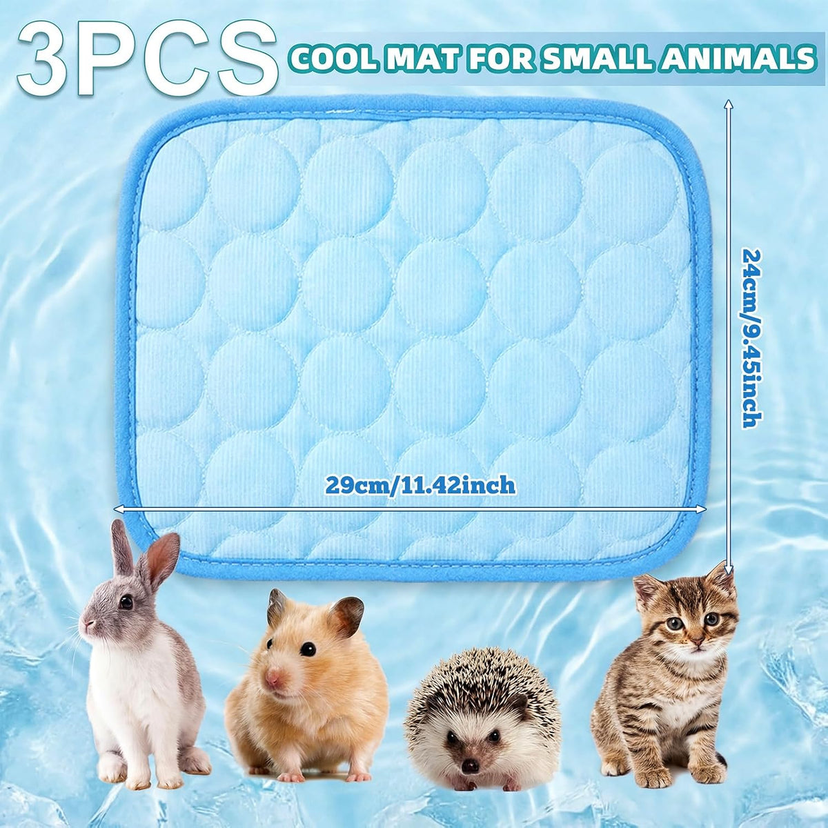 Jetec 3 Pcs Guinea Pig Cooling Mat, Small Animal Beds,Summer,Pink