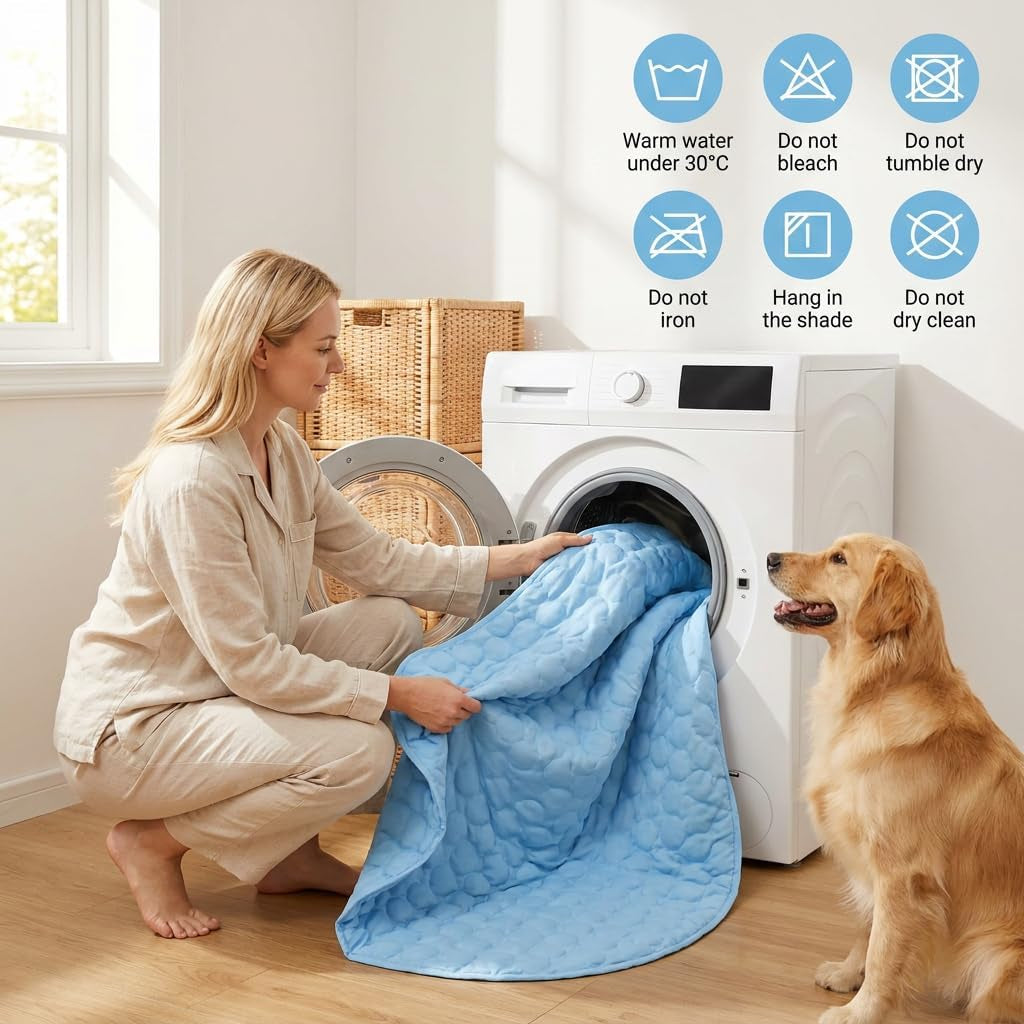 Cooling Mat for Dogs, Large Dog Cooling Mat Outdoor,Self-Cooling Mat for Giant Dogs, Portable & Washable Summer Cool Mat for Car, Crate, and Floor (Blue,59"X39")