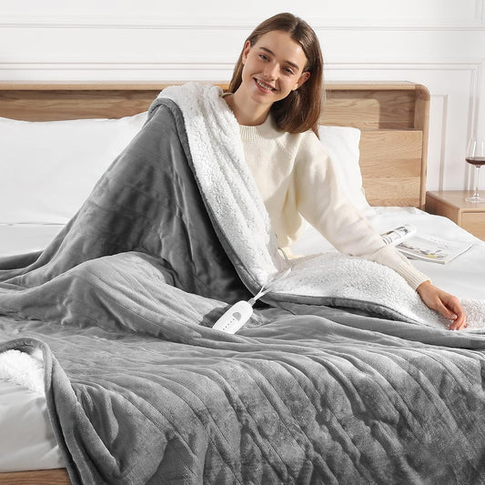Heated Blanket Twin Electric Blanket 62X84In Fast Heating Blanket for Adult