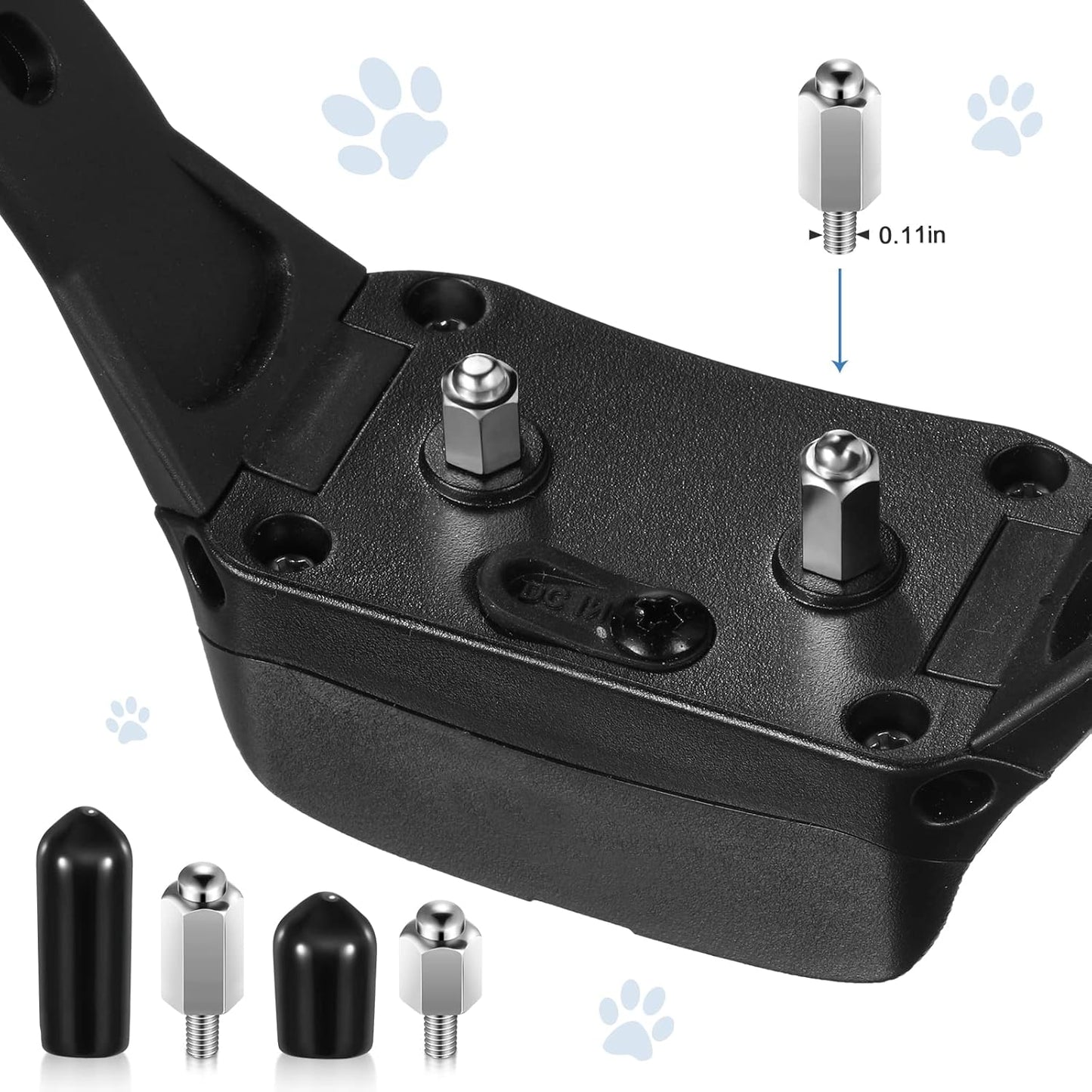 12 Pcs Extra Contact Points Replacement Part for Dog Training Collars Pet Shock Collar Replacement Prongs with Conductive Rubber Caps for Dog Training Collar Parts (6 Pairs)