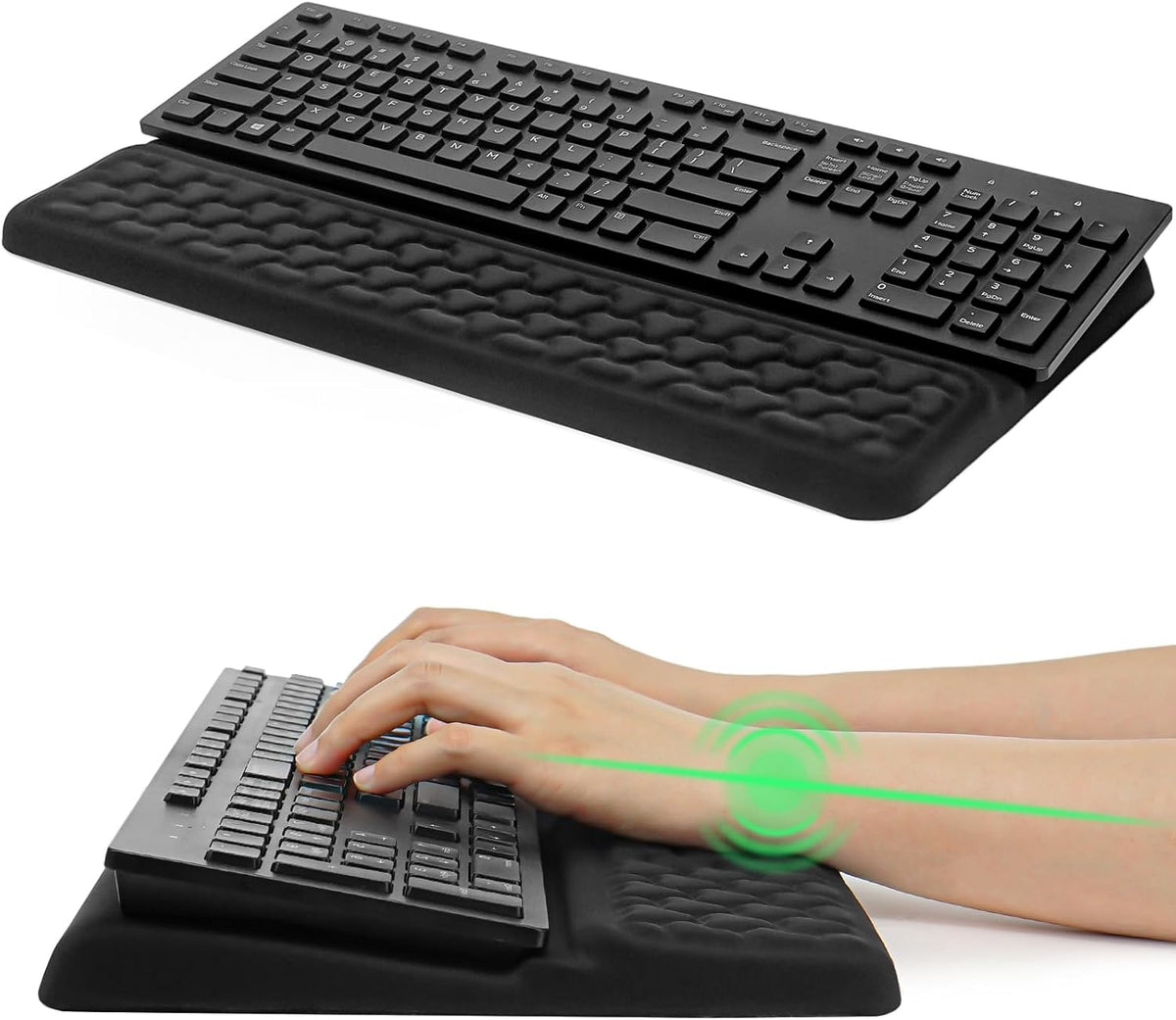 Cirhy 2-In-1 Ergonomic Keyboard Stand and Wrist Rest, Memory Foam, Black