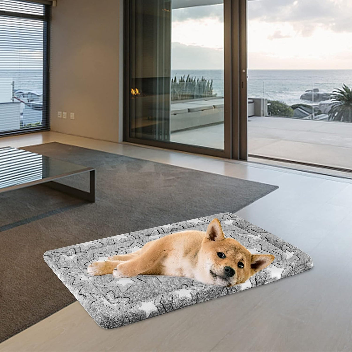 EMPSIGN Dog Crate Pad for 30"X20" Dog Crate, Star Pattern/Grey