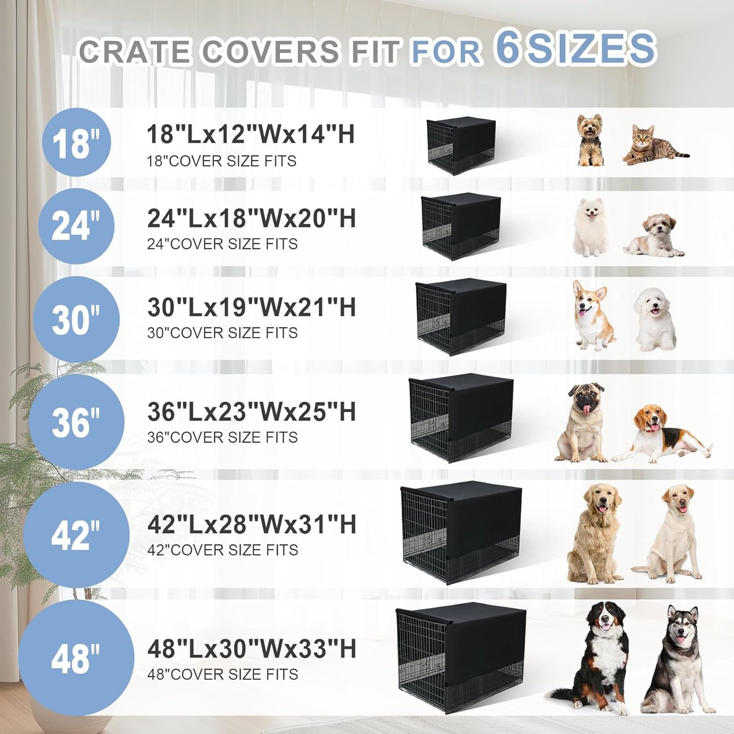 Explore Land Breathable Dog Crate Cover - 4 Sides Mesh Ventilation, Basic Pet Kennel Cover, All Sides Open, Universal Fit for 1 2 3 Doors 24 Inches Wire Dog Crate