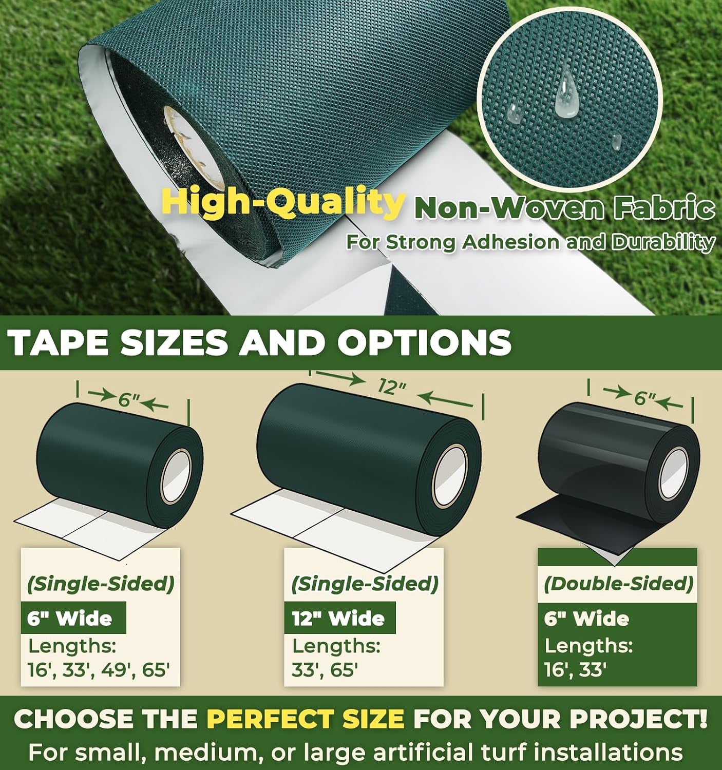 Self-Adhesive Artificial Grass Turf Seam Joining Tape 6" X 16'