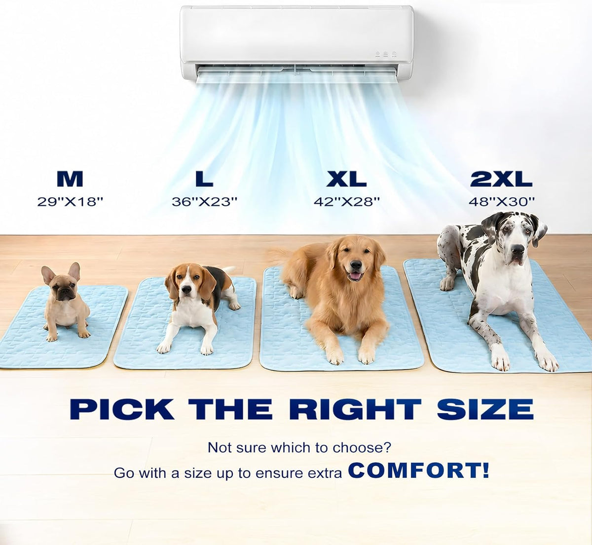 Cooling Dog Mat X-Large, Breathable 3D Mesh No-Gel Pad, Blue