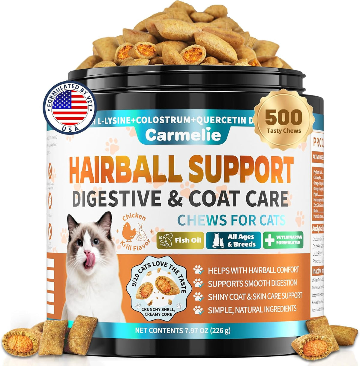 Hairball Treatment for Cats, Hairball Remedy Cat Treats, 500 Count