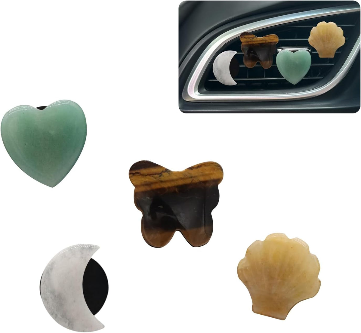 ORIESSE Boho Car Decor,4Pcs Natural Stone Car Air Fresehenr Vent Clips