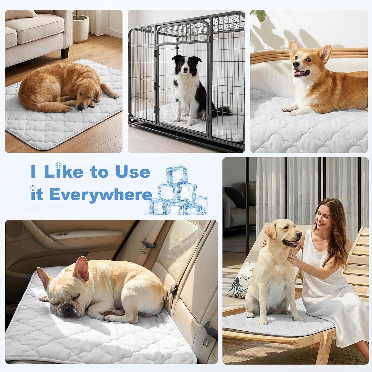 ZOMISIA Cooling Dog Mat Extra Large, Q-Max>0.5 XL Thin Breathable Cold Crate Pad for Pet, Portable Washable Kennel Bed for Summer Active Dog with Chill Soothing Fabric to Rapid Cooling, 41X27, Grey