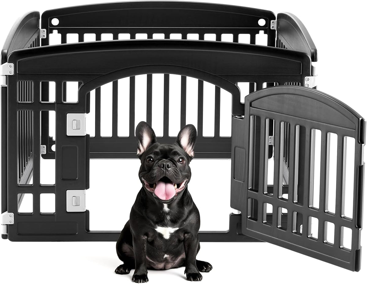 DUMOS Plastic Dog Playpen, 24 Inch 4 Panels Small Pet Fence Play Pen