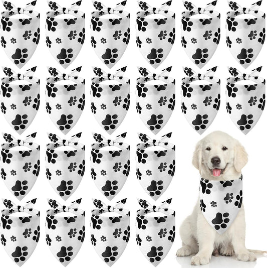 20 Pack Paw Print Dog Bandanas Bulk for Dogs Triangle Scarf Bibs Kerchief Pet Bandanas Set for Small Medium Large Puppy Cats Pet Costume Accessories Decoration