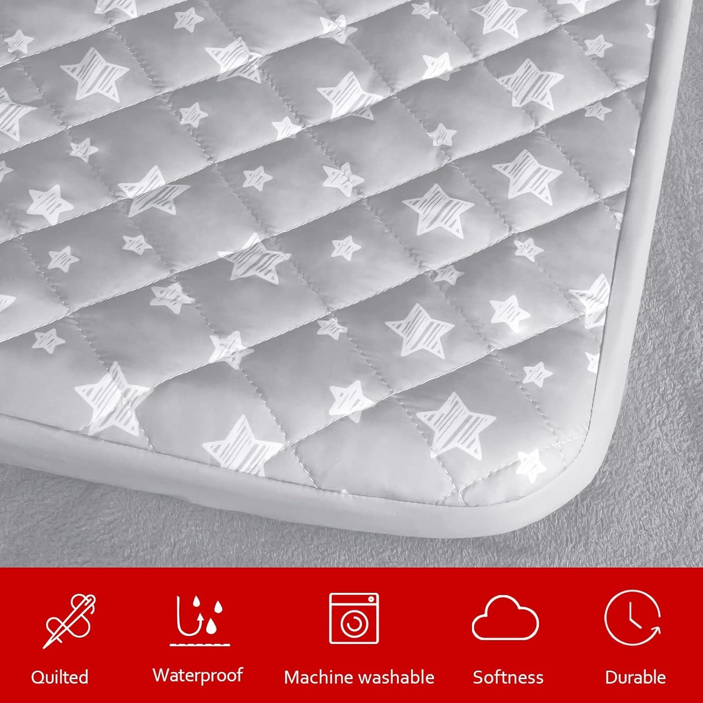 Moonsea Dog Bed Covers Replacement Washable 2 Pack, Waterproof Dog Bed Covers Dog Pillow Cover Quilted, Pet Bed Cover Lovely Grey Star Print, Puppy Bed Cover 27X36 Inches, for Dog/Cat, Cover Only