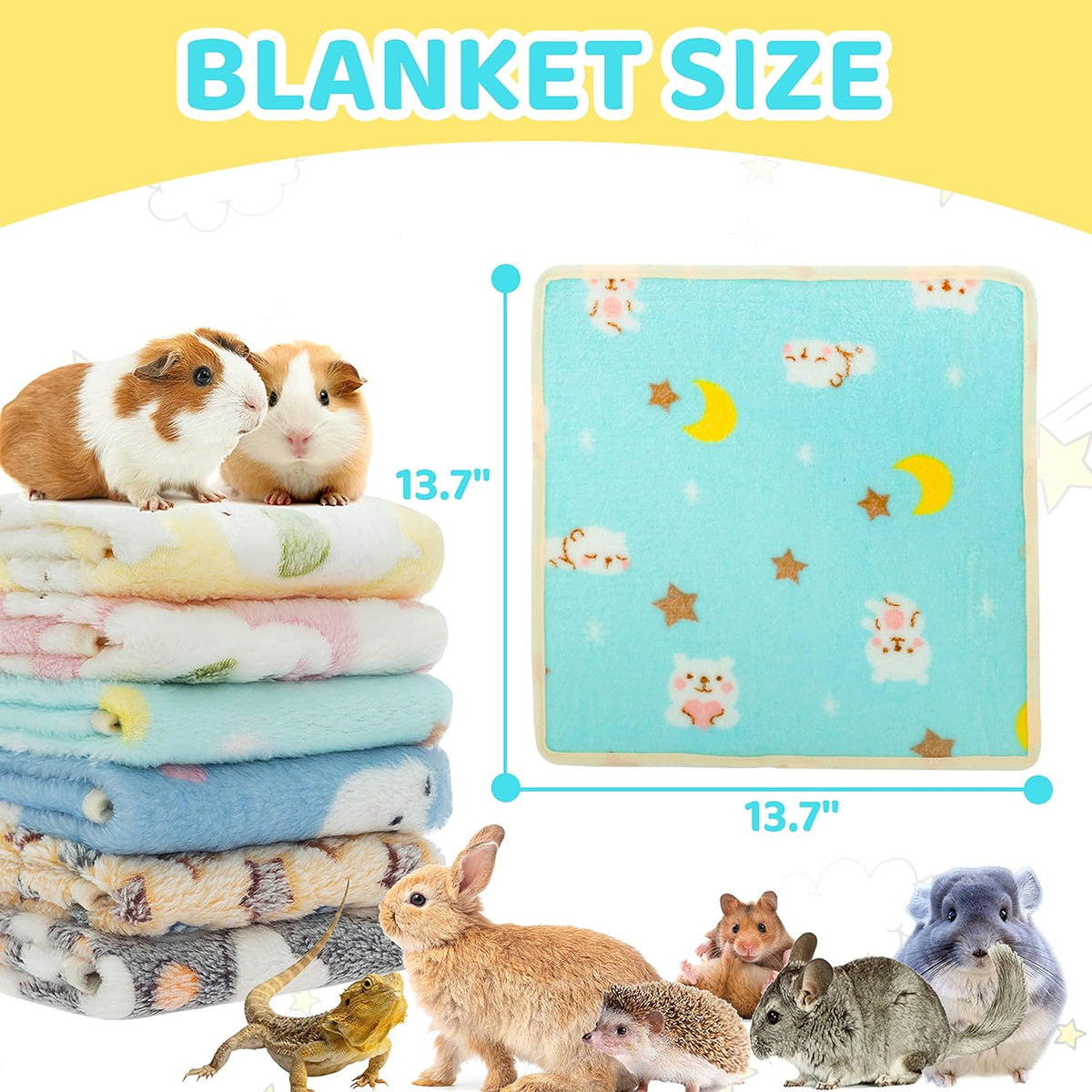 CUSOZWO Guinea Pig Bedding Mat 6 Pack, Soft Fleece Small Pet Blankets