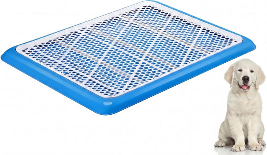 Mifoci 1 Pcs Dog Potty Tray, Mesh Puppy Training Pad, 19.7 X 14.2 Inch, Blue