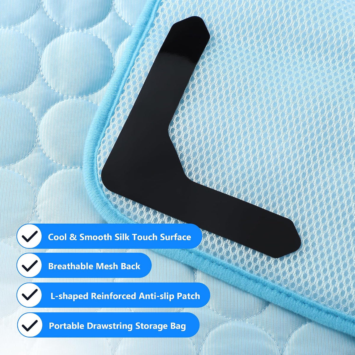 MCEAST Dog Cooling Mat 39" X 27.5" Self Cooling Pad for Dogs & Cats Non-Slip Cool-Chill Mats Summer Pet Blanket with Storage Bag Washable & Portable Cool Pet Pad for Floor Sofa Bed Car Travel, Large