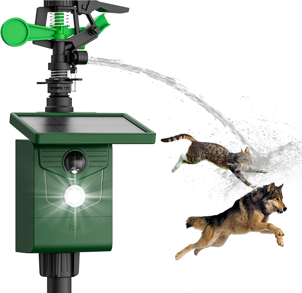Solar Motion Activatied Sprinkler Animal Repellent Outdoor Motion Sensor Deer Cat Deterrent 1 Pack with Flashing Lights Dog Fox for Garden Yard Lawn
