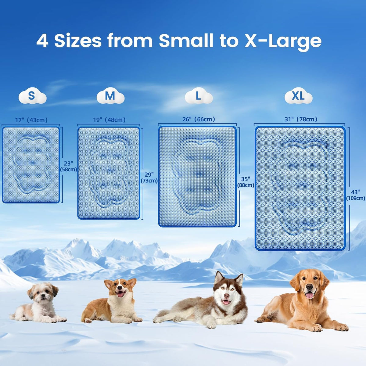 Dog Cooling Mat, Thick Cooling Mat for Extra Large Dogs with PCM & Thermochromic Tech, Dual-Sided Durable Waterproof Cool Dog Bed Mat, Q-Max>0.5, Machine Washable, Non-Toxic - XL(31" X 43")