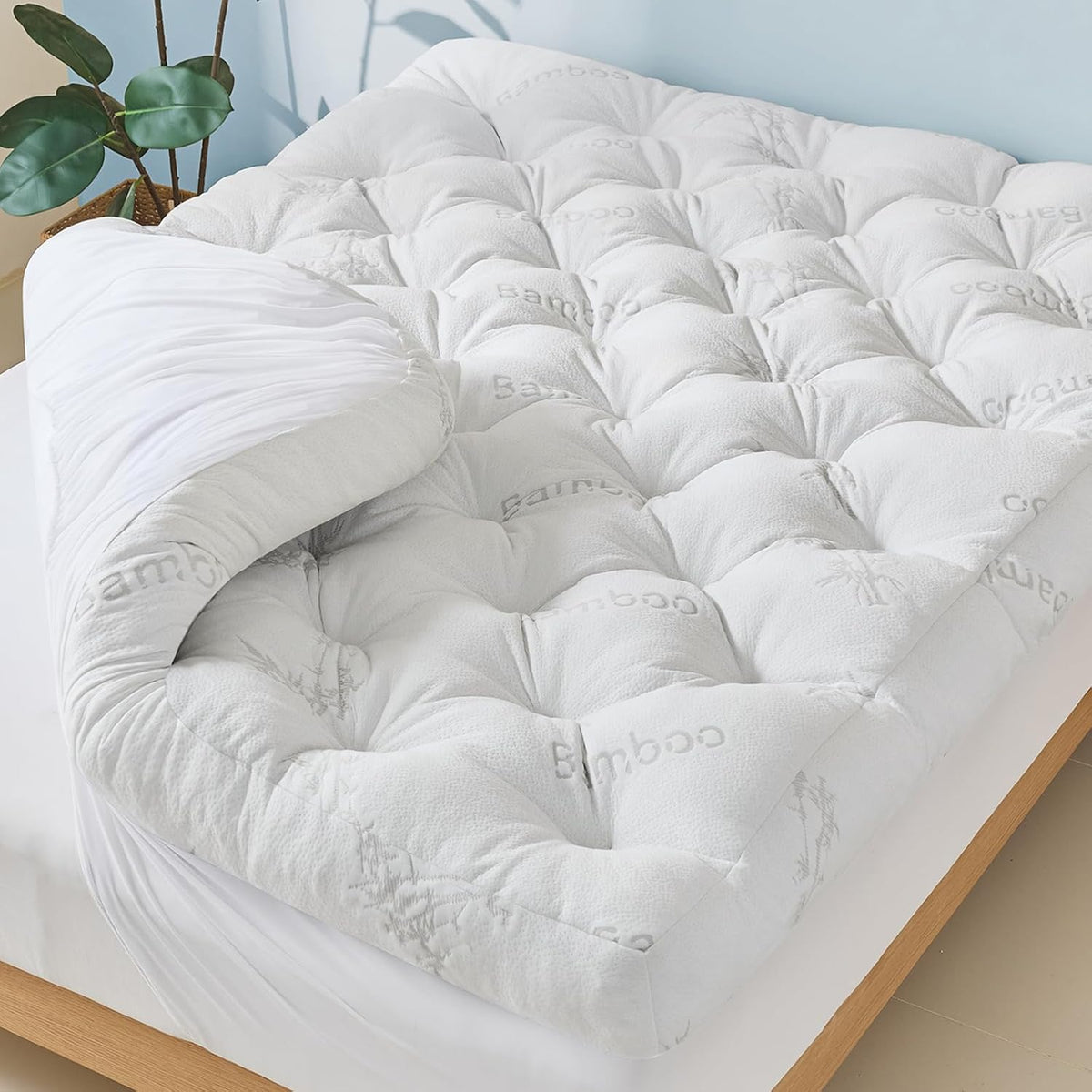 5 Inch Cooling Bamboo Mattress Topper Queen Size,60X80 In