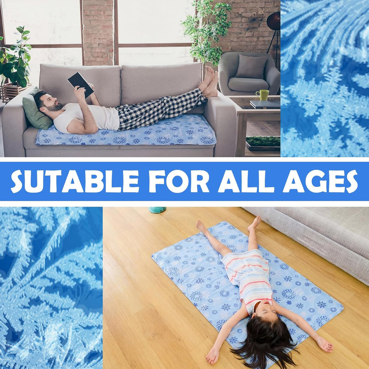 Drydiet Gel Cooling Pad Mat for Bed,Plain,48 X 28 Inch,Light Blue