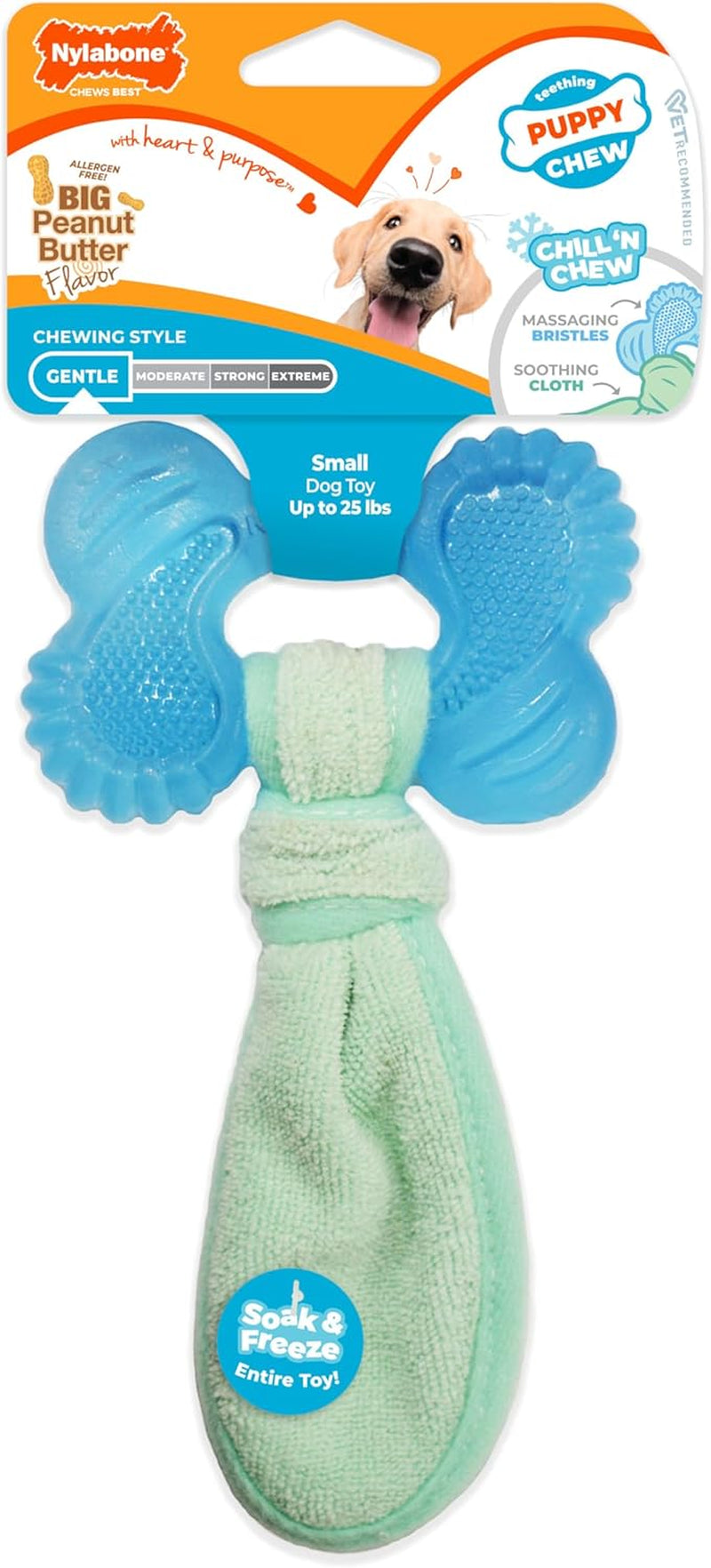Nylabone Puppy Chew 2-In-1 Teething Freezer Bone Dog Chew Toy, Small