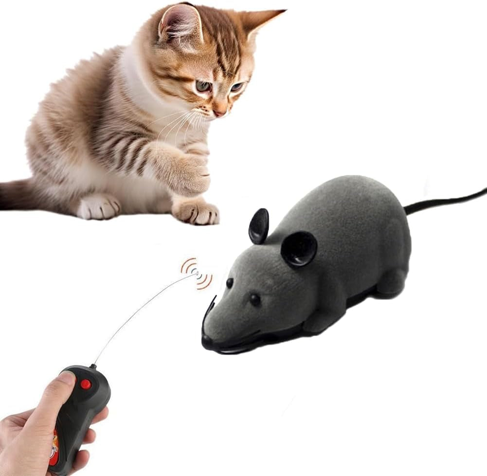 Remote Control Rat Toy for Pets, Fake RC Rat Toy Giant Realistic Rat Model Wireless Remote Control Mouse Toy Prank Prop for Cats and Dogs Interactive Toy (Grey)
