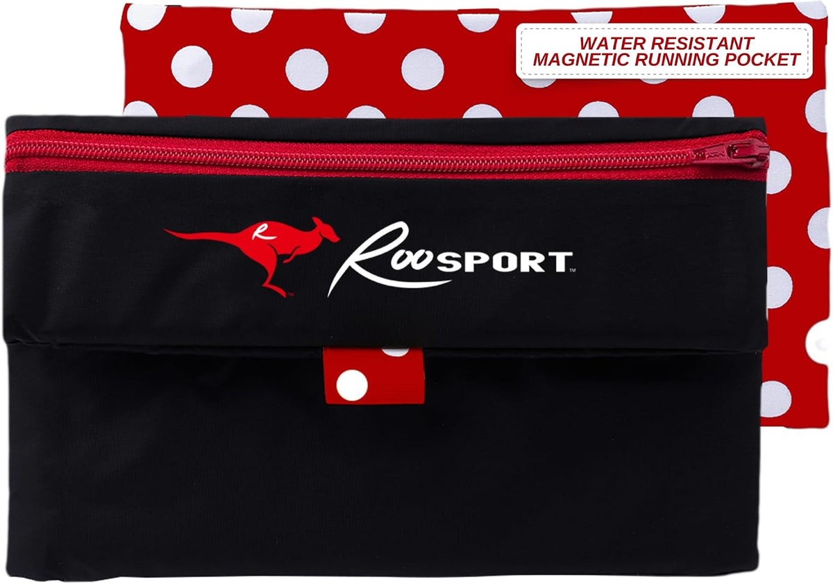 The Roosport Magnetic Running Pouch - Magnetic Pocket to Hold Cell Phone, Wallet, Earphones - Securely Carry Essentials While Running - Magnetic Closure for Convenience