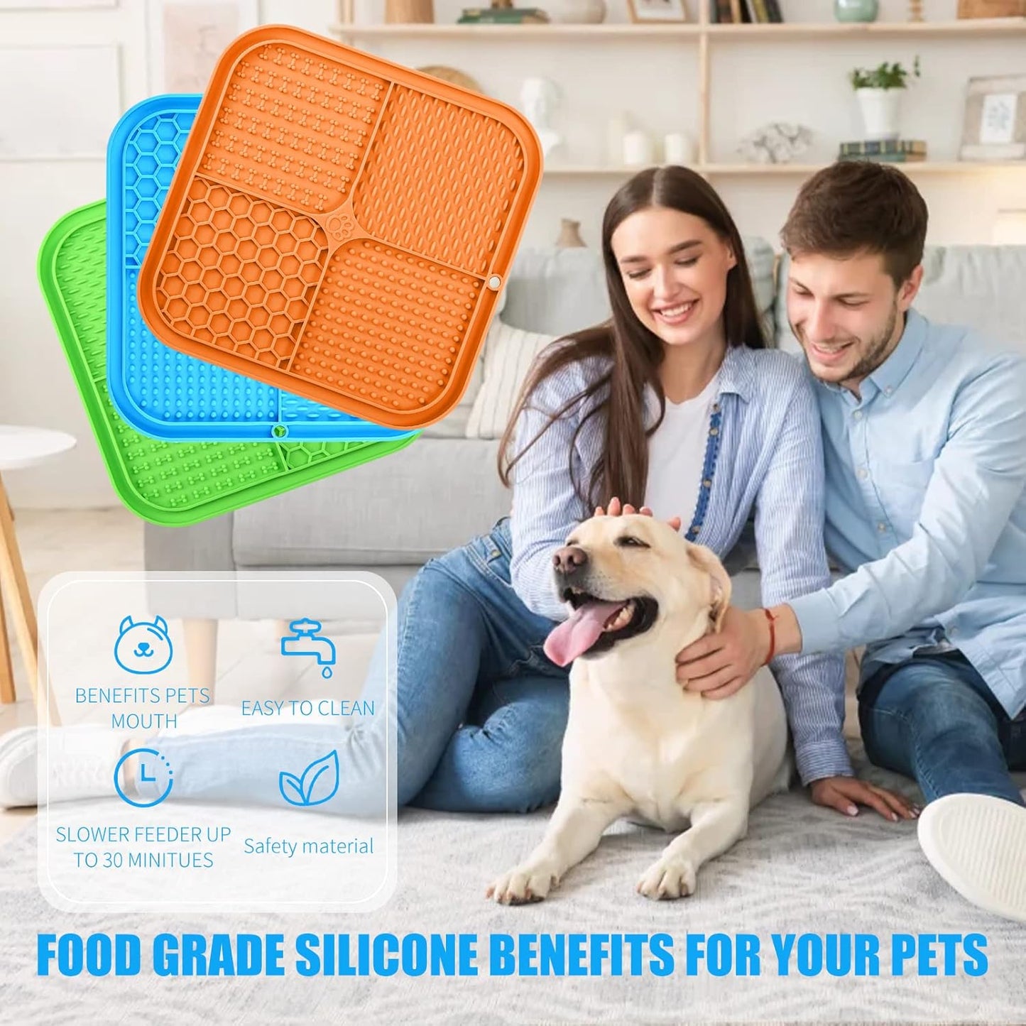 Honomastry Lick Mat for Dogs, Premium Lick Pad with Suction Cups for Dog Anxiety Relief, Slow Feeder Dog Bowls, Bathing, Grooming and Training.