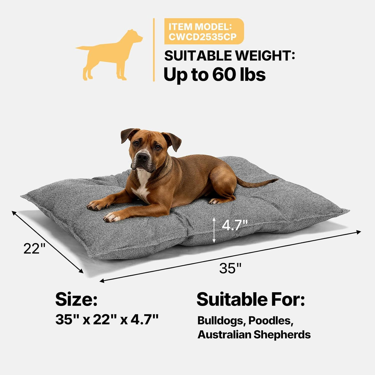 Veehoo Indestructible Dog Bed for Crate, Chew Proof Dog Crate Pad, 35"X22"