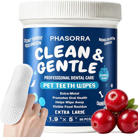 Dog Dental Teeth Cleaning Wipes, Toothbrush Brushing Kit Wipes