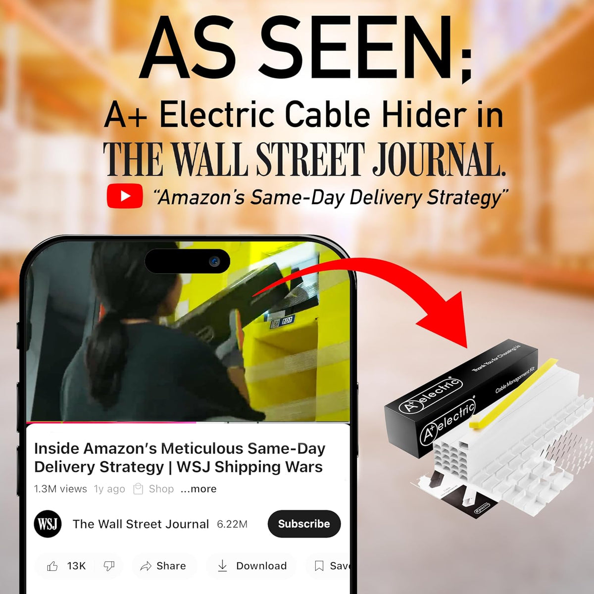 A+ ELECTRIC Cord Cover Full Kit, 26Ft/315In Self-Adhesive Cable Raceway, 20 Snap-On Channels, Wire Hider for TV, HDMI & Speaker Cables, Includes Connectors & Corners, Paintable Cable Management, White