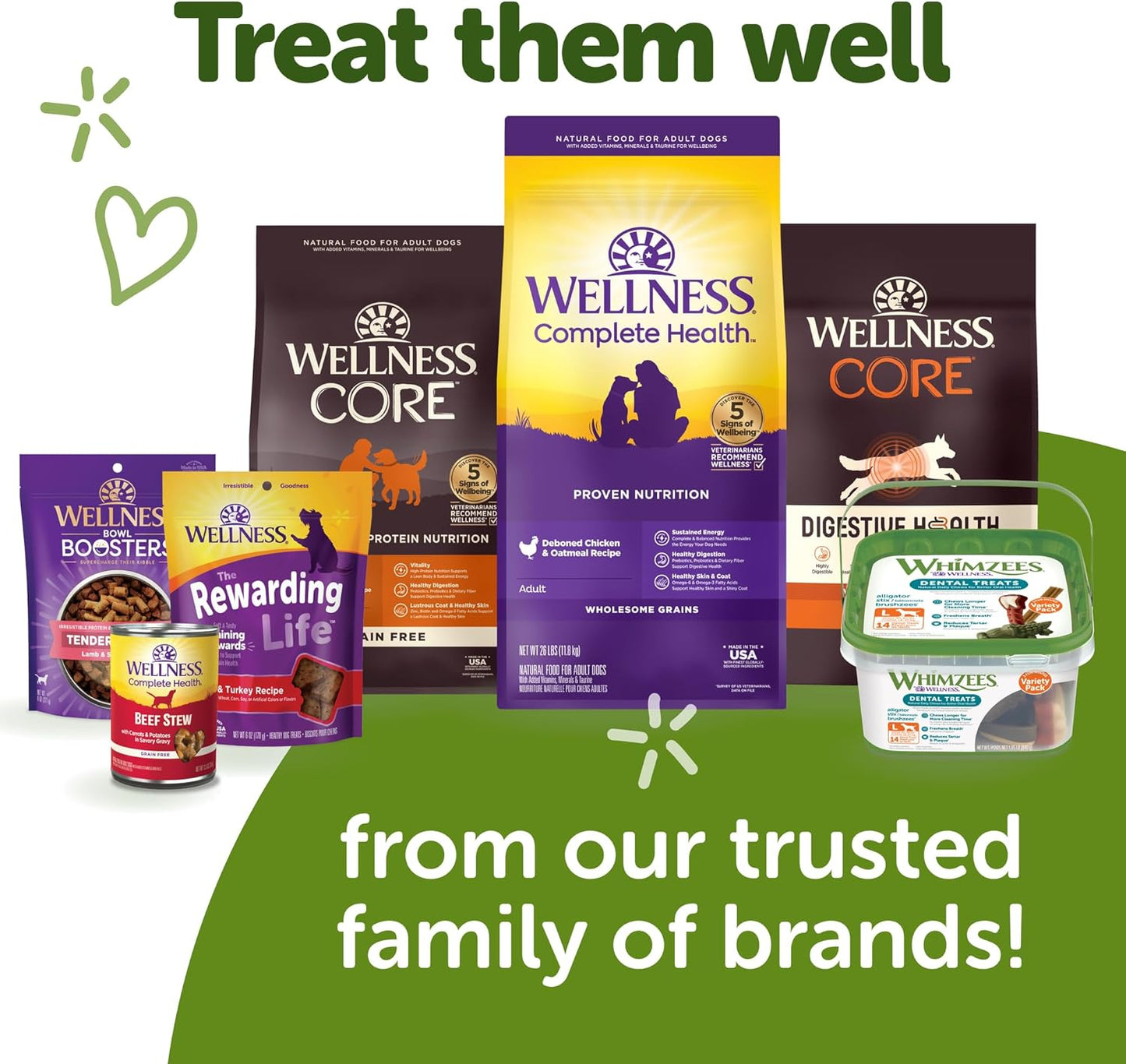 Whimzees Wellness Brushzees Natural Dog Dental Treat, VOHC Accepted Chews, Freshens Breath, Extra-Small Size, 12.7 Oz Bag, 48 Count