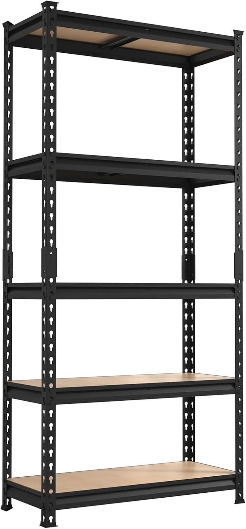 Big RED Storage Shelving Unit, 5-Tier Adjustable Storage Shelves, Heavy Duty Metal Garage Shelves/Utility Rack for Kitchen, Pantry, Basement- 2,000Lb Capacity, Black, 59" H X 28" W X 12" D