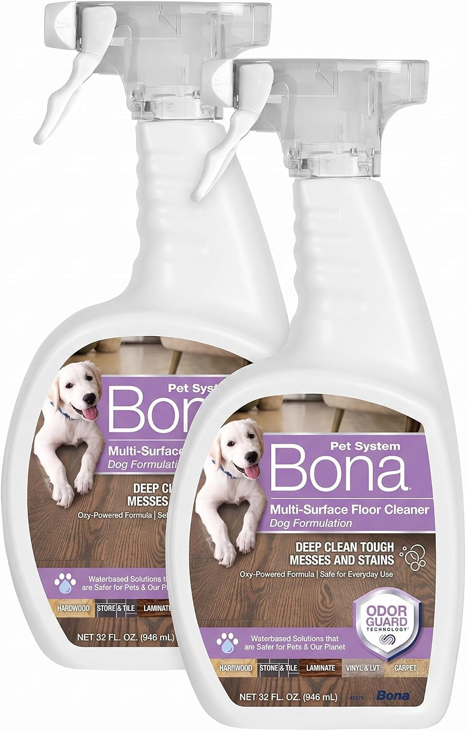 Bona Pet Spray Odor Eliminator, Dog Formulation, 32 Fl Oz, Safe for Carpeted Areas and Multi-Surface Floors (Pack of 2)